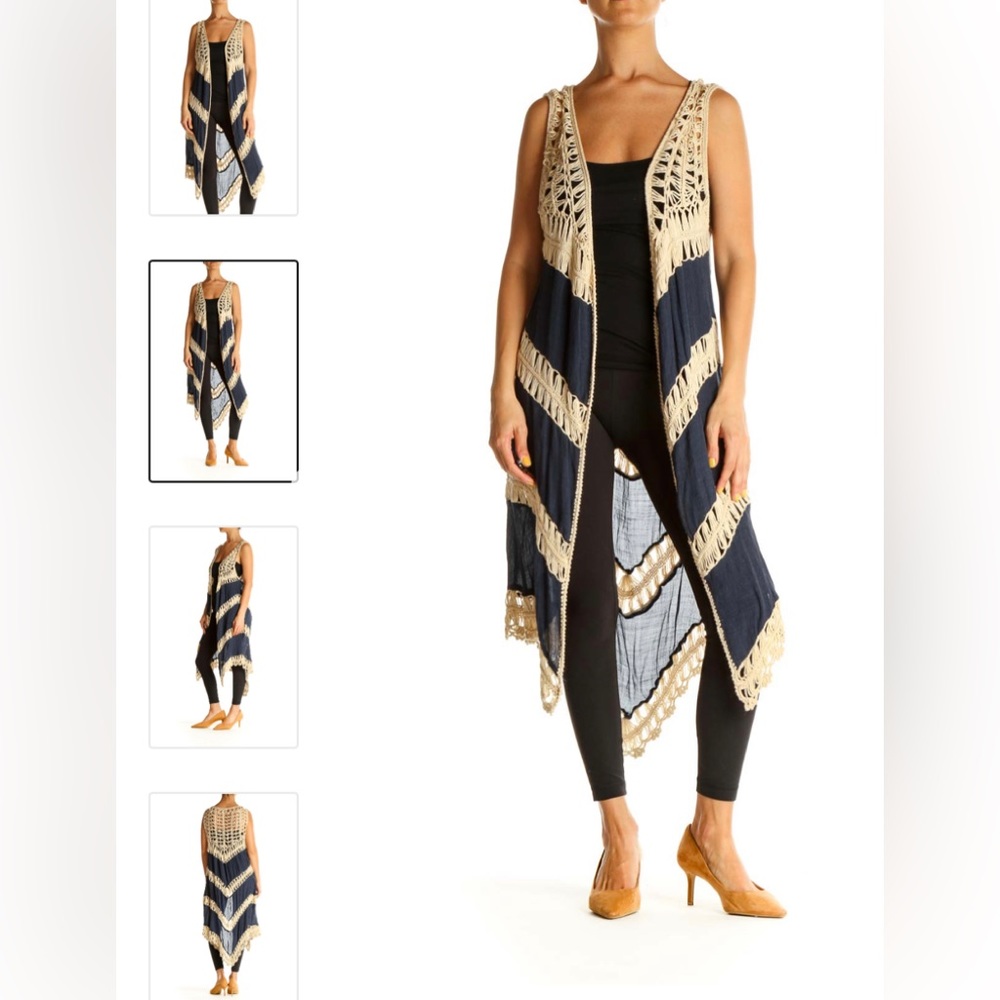 Vivid Importers blue bohemian crochet vest tunic